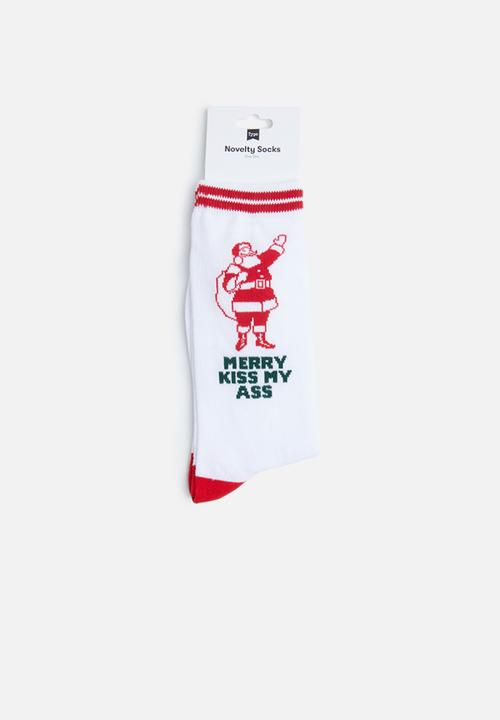 Cotton On - Merry kiss my socks - white & red