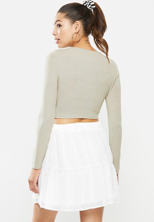 Blake - Soft touch wrap crop top - sage