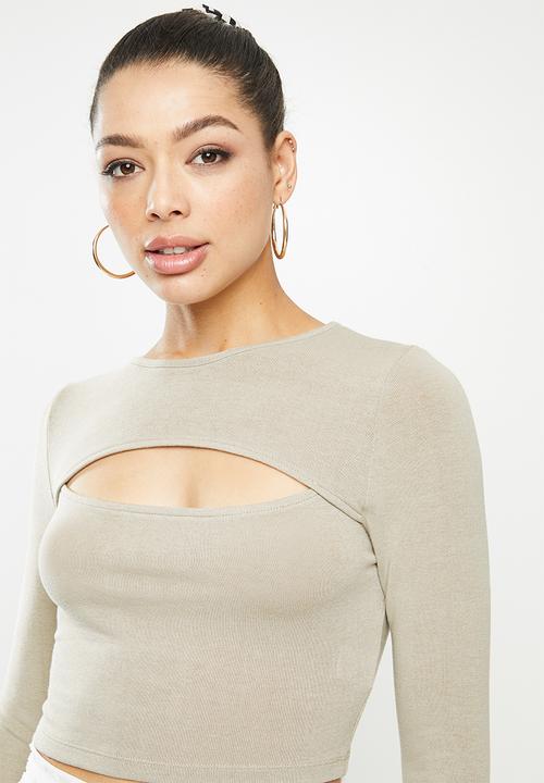 Blake - Soft touch wrap crop top - sage