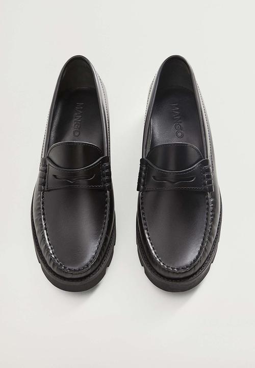 MANGO - Tes leather loafer - black