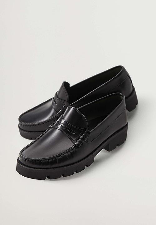MANGO - Tes leather loafer - black