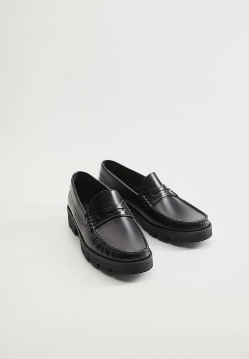 MANGO - Tes leather loafer - black
