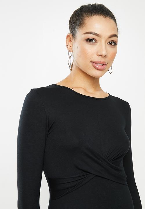 Blake - Wrap bodice mini dress - black