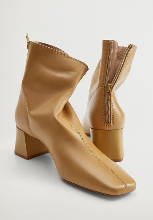 MANGO - Sol leather ankle boot - tan