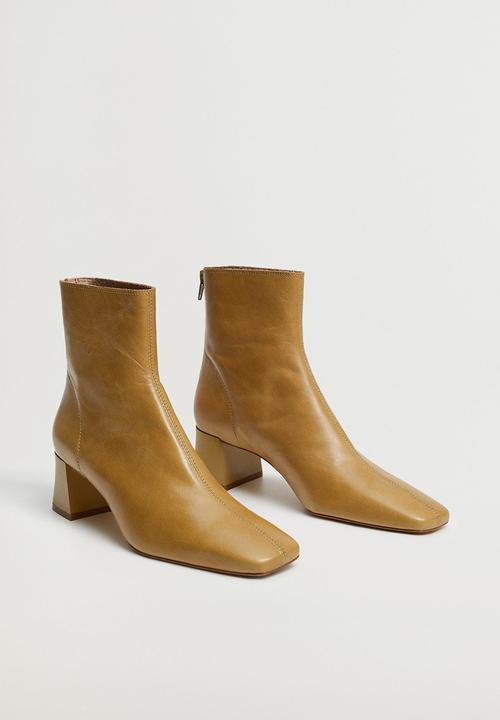 MANGO - Sol leather ankle boot - tan