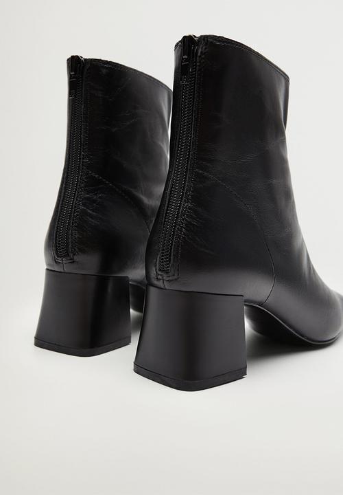 MANGO - Sol leather ankle boot - black