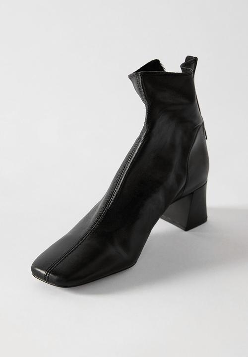MANGO - Sol leather ankle boot - black