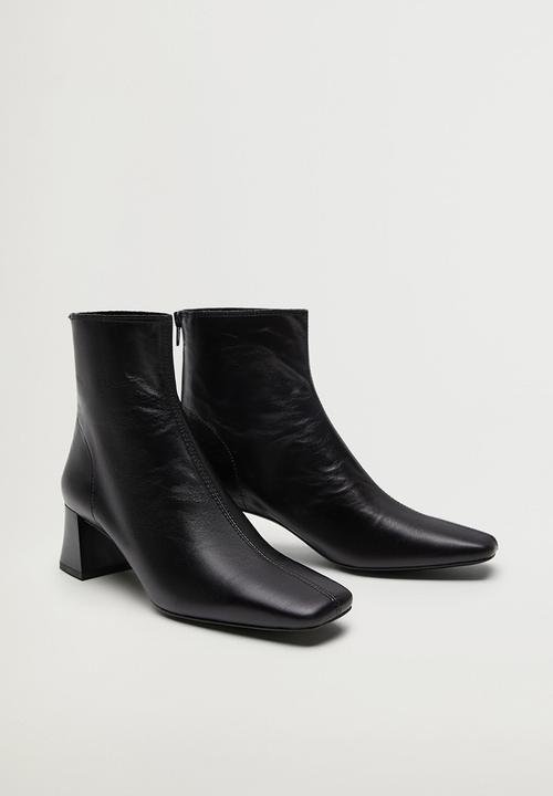 MANGO - Sol leather ankle boot - black