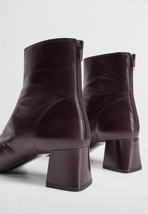 MANGO - Sol leather ankle boot - dark red