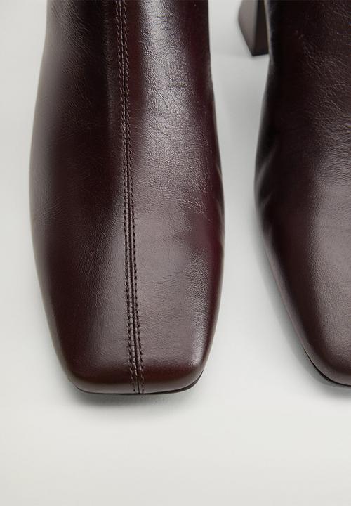 MANGO - Sol leather ankle boot - dark red