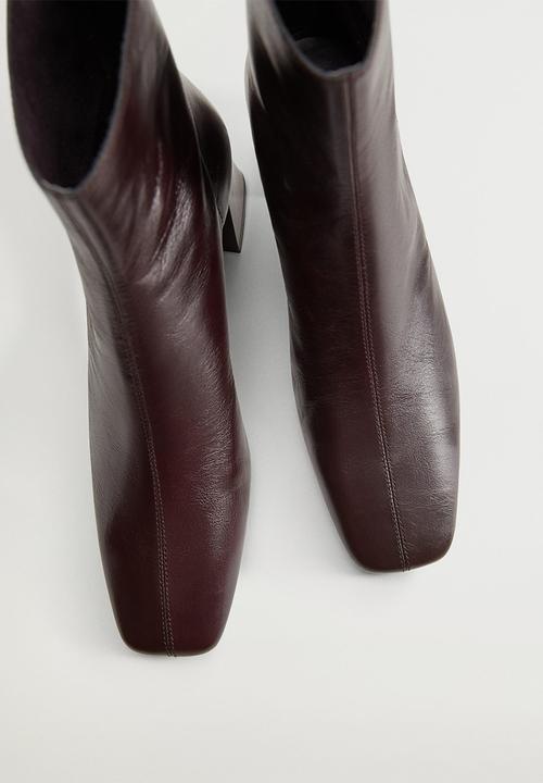 MANGO - Sol leather ankle boot - dark red