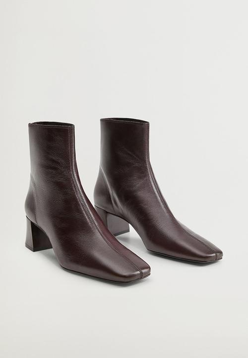 MANGO - Sol leather ankle boot - dark red