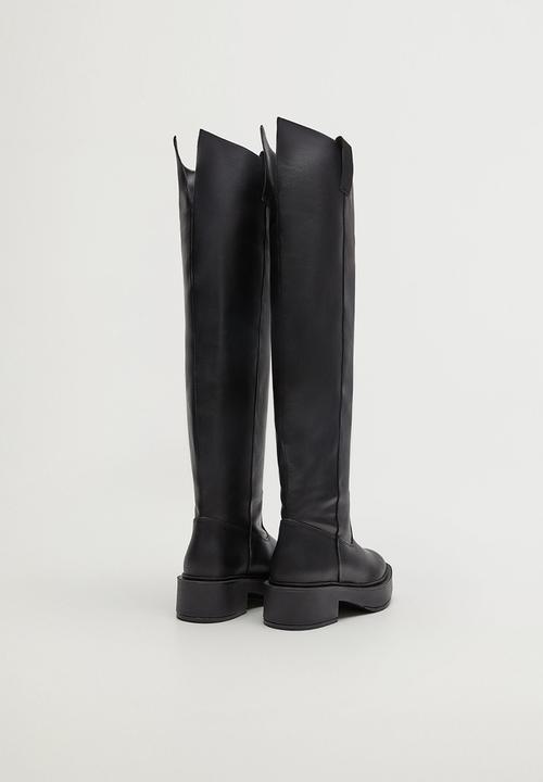 MANGO - Sora leather boot - black