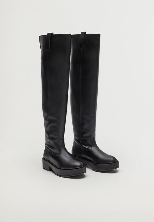 MANGO - Sora leather boot - black