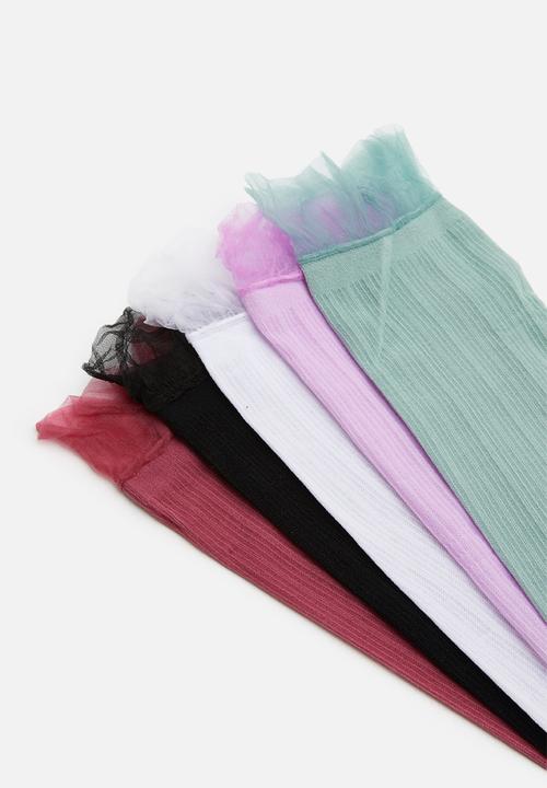 Cotton On - 5Pack sheer frilled ankle sock - multi
