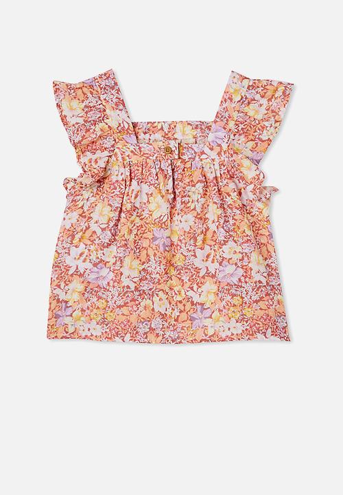 Cotton On - Perri ruffle sleeve top - multi 