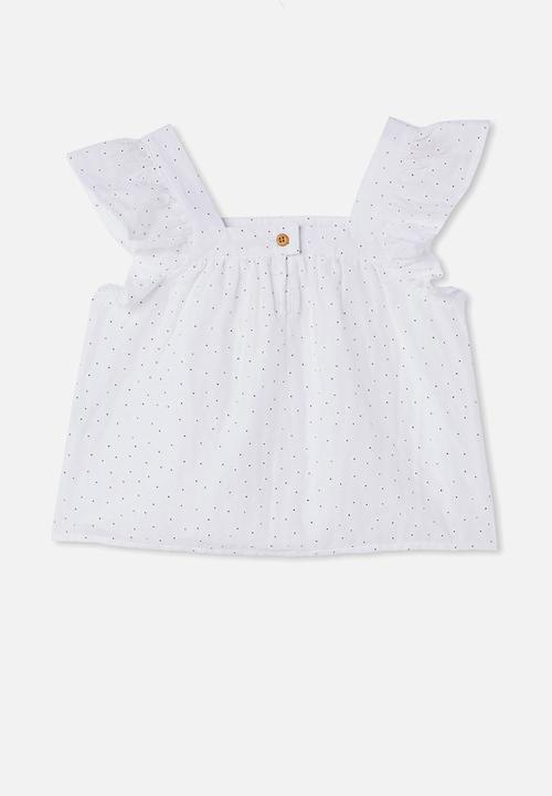 Cotton On - Perri ruffle sleeve top - white