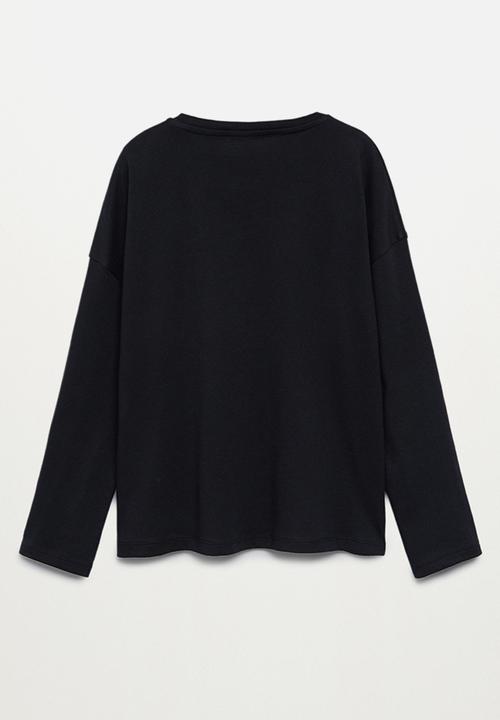 MANGO - Rock long sleeve tee - black
