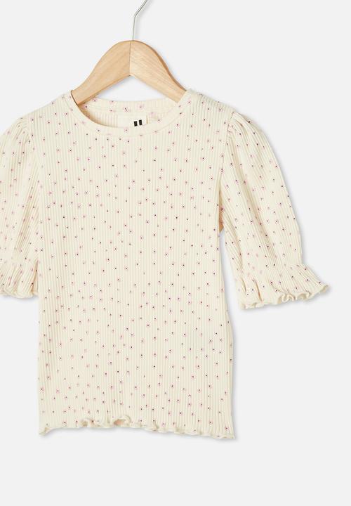 Cotton On - Lyla rib trumpet sleeve top - yellow 