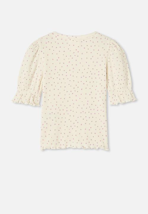 Cotton On - Lyla rib trumpet sleeve top - yellow 