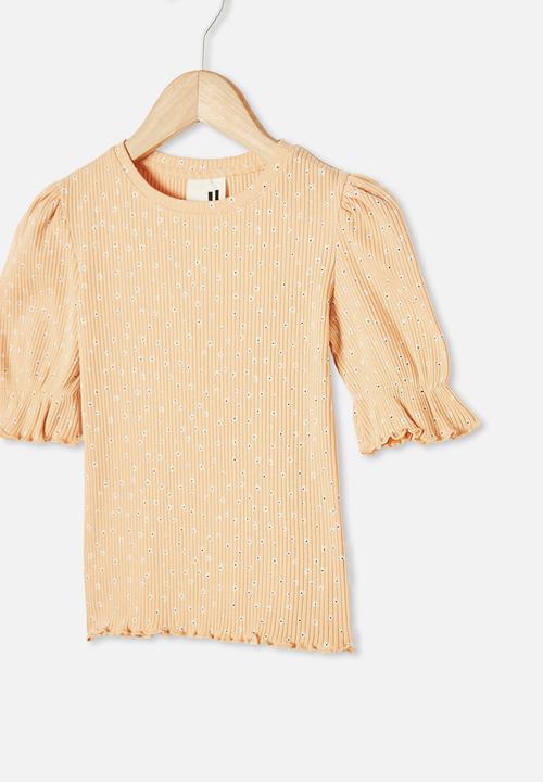 Cotton On - Lyla rib trumpet sleeve top - peach
