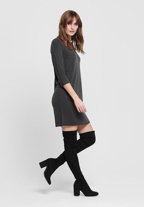 Jacqueline de Yong - Friends 3/4 dress knt - black