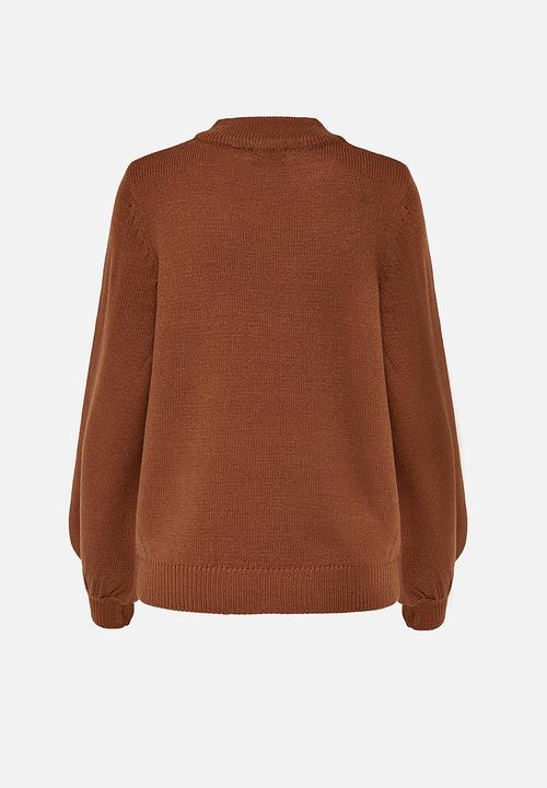 Jacqueline de Yong - Idina  long sleeve pullover knit - brown