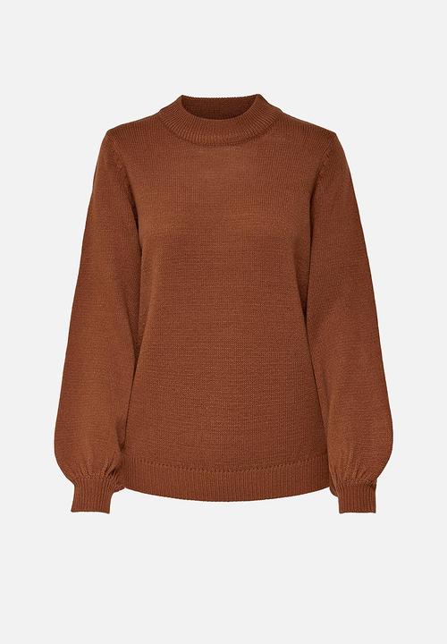 Jacqueline de Yong - Idina  long sleeve pullover knit - brown