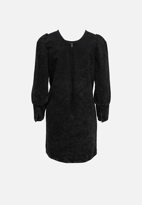 Jacqueline de Yong - Sansa 7/8 puff sleeve dress - black