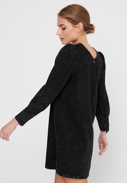 Jacqueline de Yong - Sansa 7/8 puff sleeve dress - black
