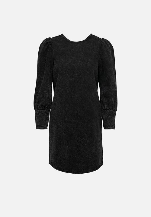 Jacqueline de Yong - Sansa 7/8 puff sleeve dress - black