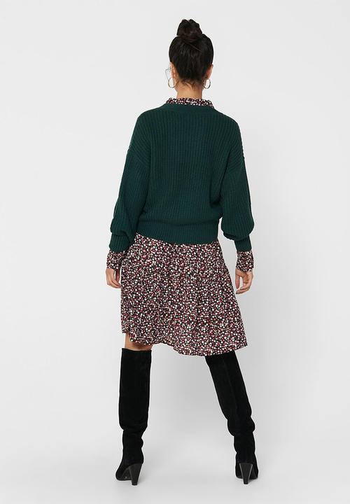Jacqueline de Yong - Justy long sleeve short cardigan knit - ponderosa pine