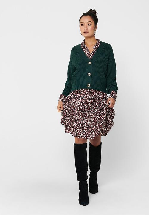 Jacqueline de Yong - Justy long sleeve short cardigan knit - ponderosa pine