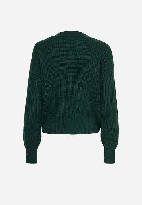 Jacqueline de Yong - Justy long sleeve short cardigan knit - ponderosa pine
