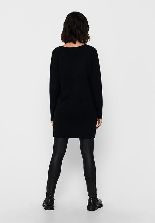 Jacqueline de Yong - Marco long sleeve v-neck dress - black