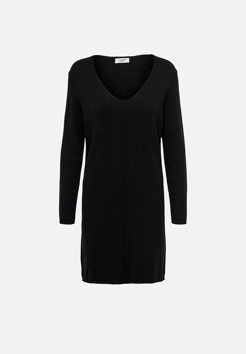 Jacqueline de Yong - Marco long sleeve v-neck dress - black