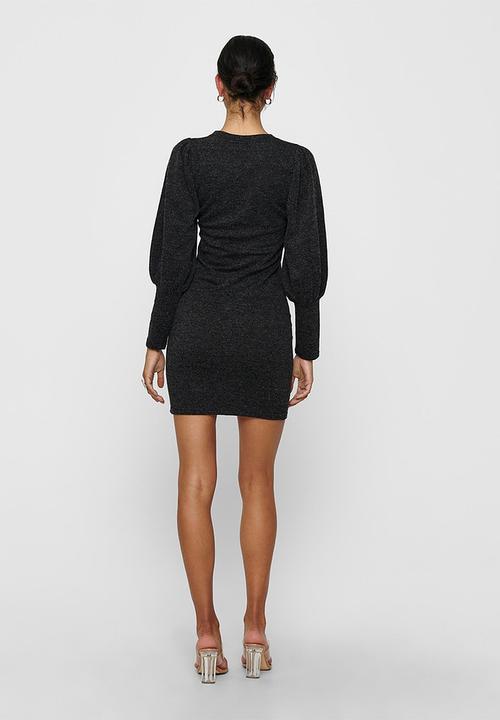 Jacqueline de Yong - Emma long sleeve puff sleeve dress - charcoal