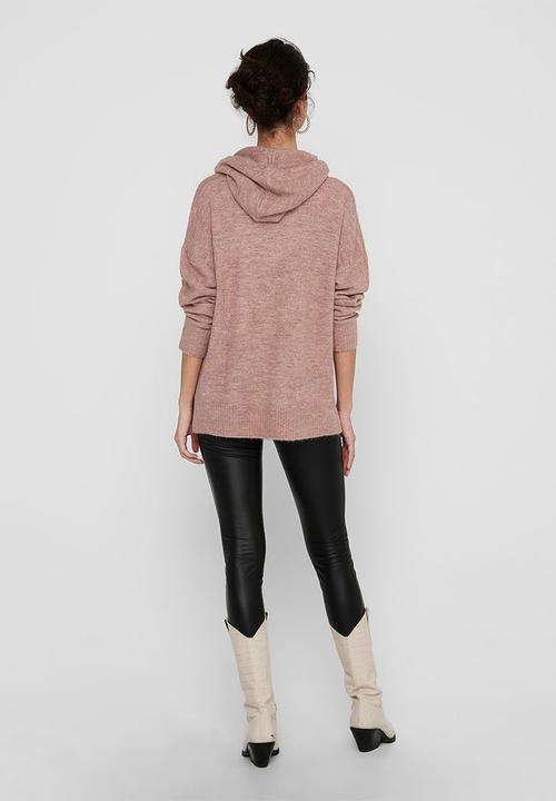 Jacqueline de Yong - Elanor  long sleeve hood pullover knit - zephyr melange