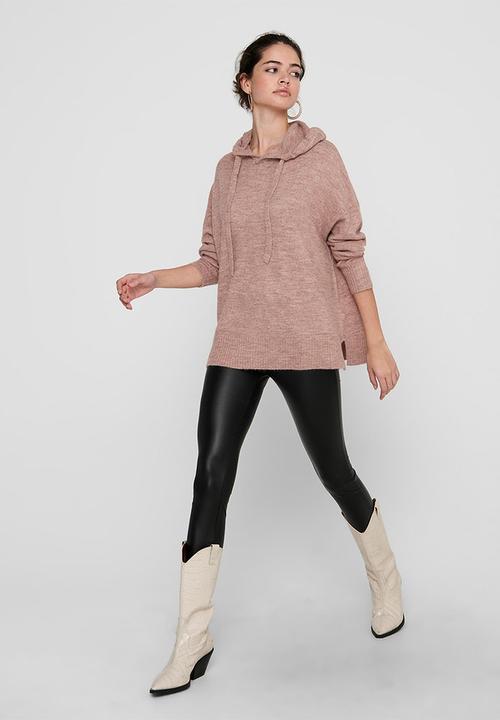 Jacqueline de Yong - Elanor  long sleeve hood pullover knit - zephyr melange