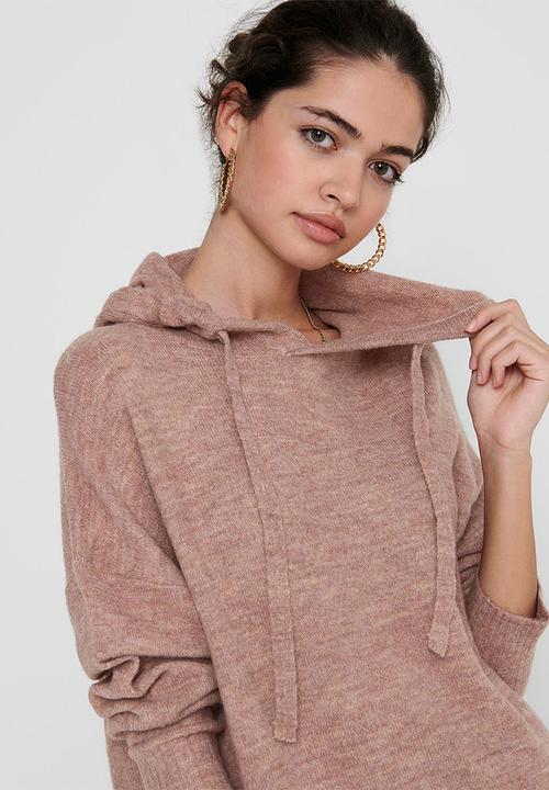 Jacqueline de Yong - Elanor  long sleeve hood pullover knit - zephyr melange