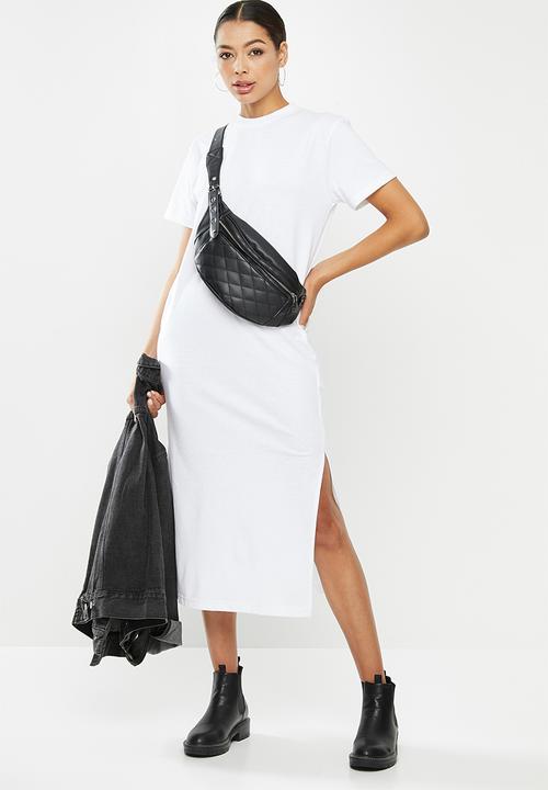 Missguided - Basic T-shirt dress midi - white