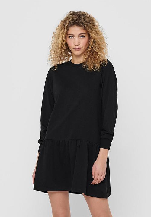 Jacqueline de Yong - Nashville long sleeve sweat dress - black
