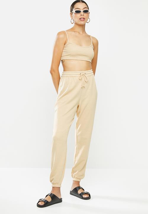 Missguided - Coord jogger & bralet set - tan