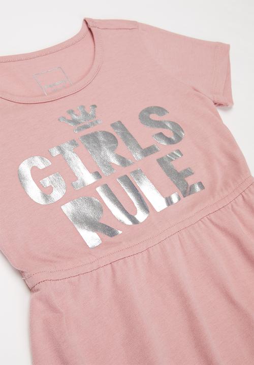Pop Candy - Foil print short sleeve dress - pink