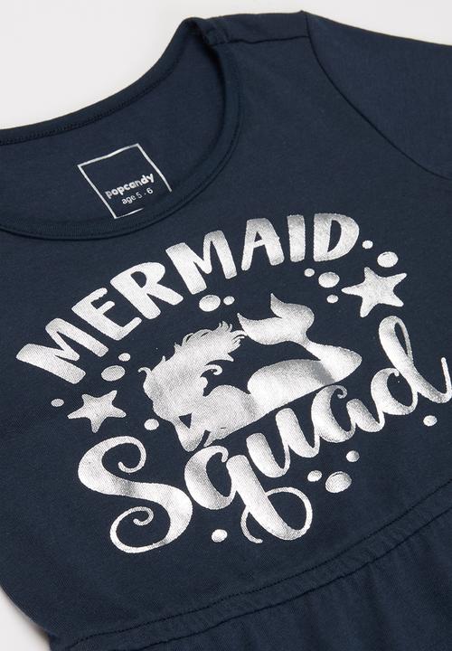 Pop Candy - Mermaid squad short sleeve dress - navy