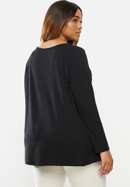 edit Plus - 2 Pack boat neck tee - black & neutral