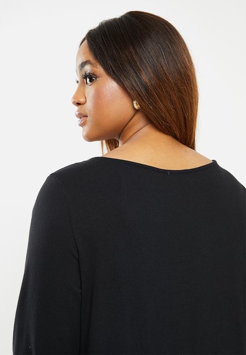 edit Plus - 2 Pack boat neck tee - black & neutral