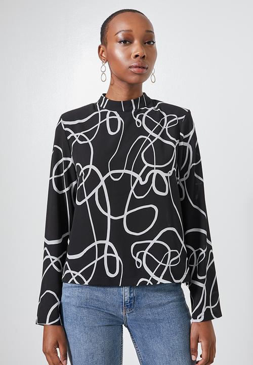 Superbalist - Hi neck shell - black & white 