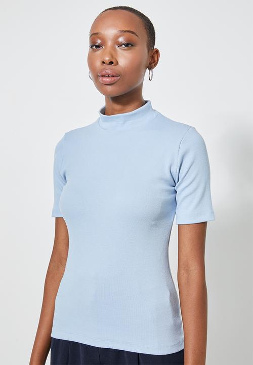 Superbalist - 2 pack lycra rib turtle neck tee's - grey & blue 