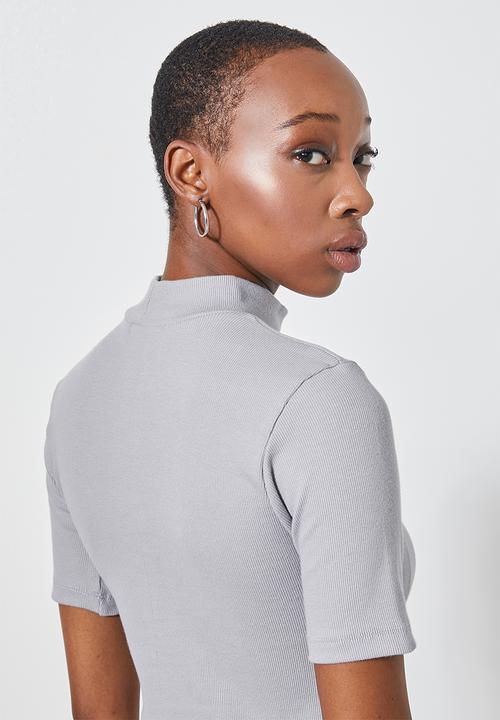Superbalist - 2 pack lycra rib turtle neck tee's - grey & blue 